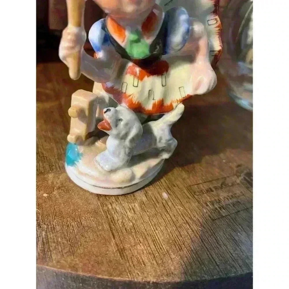 Vtg Porcelain Figurine - Made In Japan - Girl playing With Dog & Stick. - Picture 6 of 6
